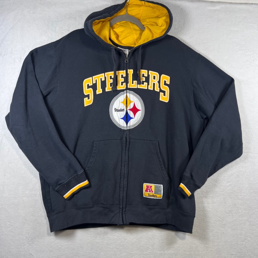 NFL Team Apparel Pittsburgh Steelers Zip Hoodie Black Yellow Mens XL AFC North